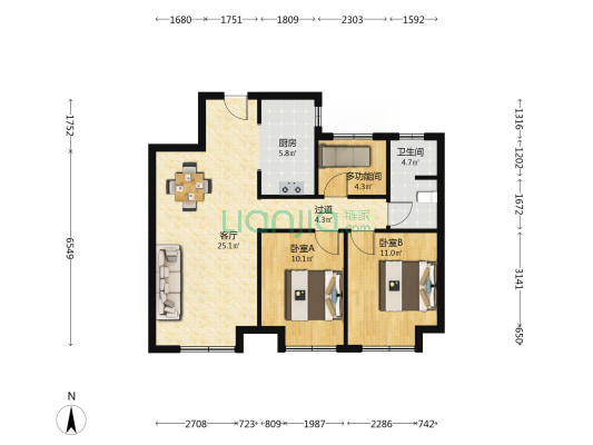 绿城春风心语 3室1厅1卫 99平方
