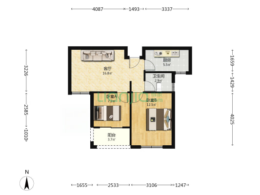 石湖景苑二期 2室1厅1卫 73平方
