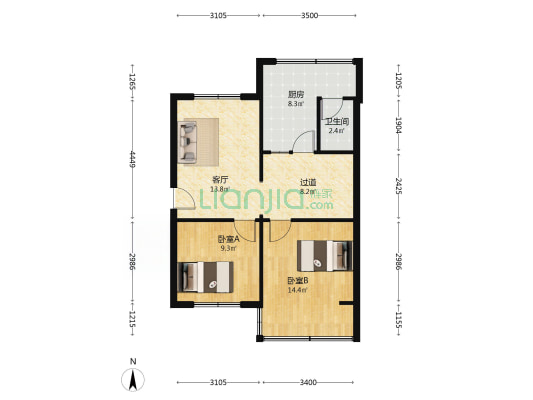 金都小区二区 2室1厅1卫 66平方