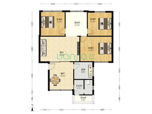 新环巷27号 3室2厅1卫 127平方