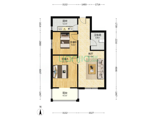 采光好， 视野开阔， 全阳好户型  ，-户型图