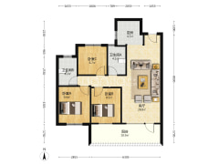 花田路 集中供暖 第四代住宅 南北通透三居双卫-涿州滨江郦城户型图