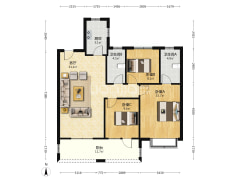 中冶一期，集中供暖，南北通透三居室，中低楼层-涿州中冶未来城户型图