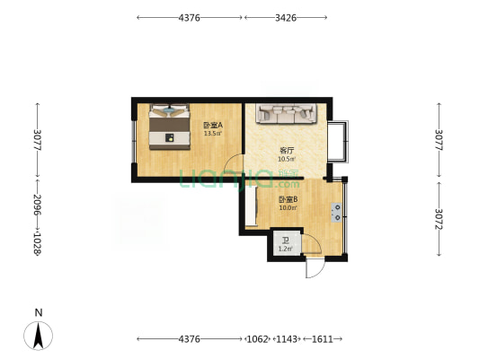 海埂路 2室1厅1卫 40平方