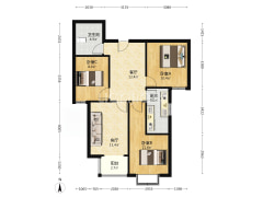 此房采光好，主卧次卧客厅均有阳台，德行公园边上-涿州联合七号院户型图