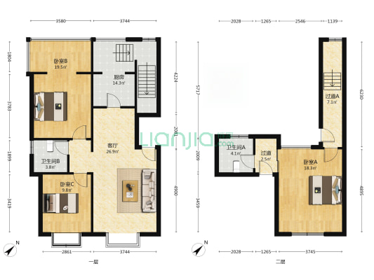 尚东美寓 3室1厅2卫 123平方
