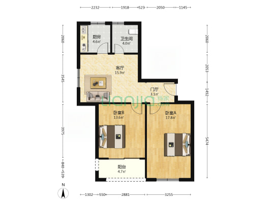 东仓五园 2室1厅1卫 95平方