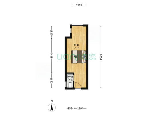 万科精装家具家电齐全一居室.税费低-户型图