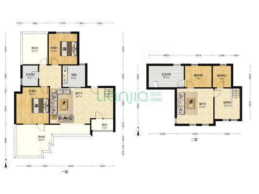 涿州高铁东站，高铁新干线复式小洋房，上下两层带露台-户型图