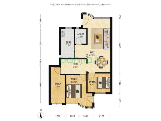 广昌楼 3室1厅1卫 69平方