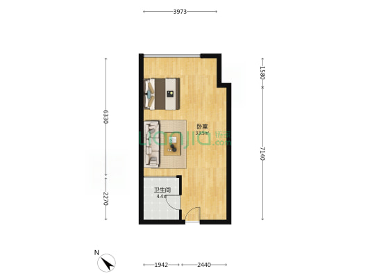 第九空间大厦 1室0厅1卫 58平方