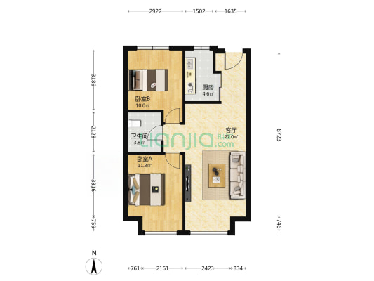 德泰金悦家园 2室1厅1卫 78平方