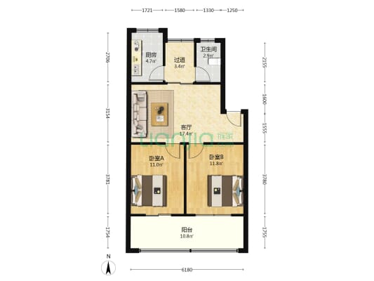 中南二村 2室1厅1卫 69平方