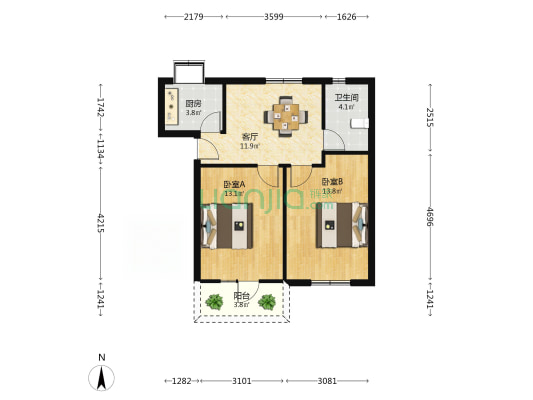 何家垅工人村 2室1厅1卫 64平方