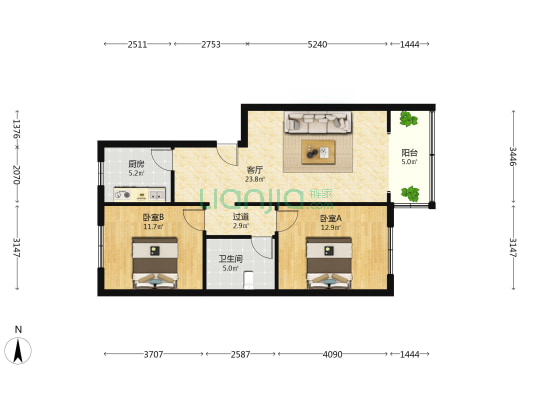 簇桥中街171号 2室1厅1卫 79平方