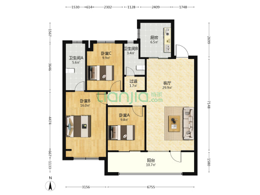 朗诗·玲珑新亭 3室1厅2卫 117平方