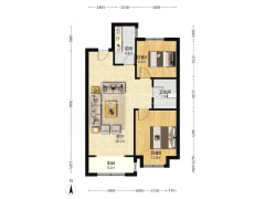 南北通透两居室带子母车位带地下室自住装修低楼层-涿州香邑溪谷悦都小区户型图