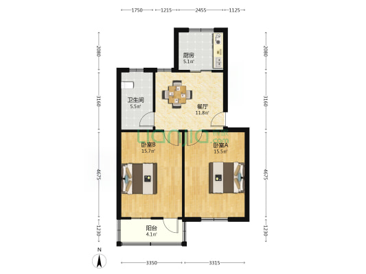 长埭路小区 2室1厅1卫 69平方