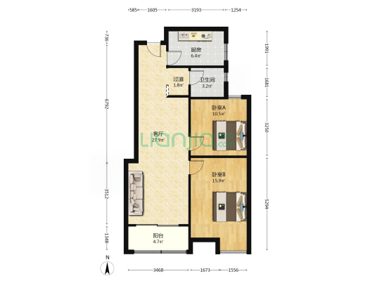 凤华家园 2室1厅1卫 91平方