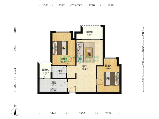 御华兰亭四期 2室1厅1卫 73平方