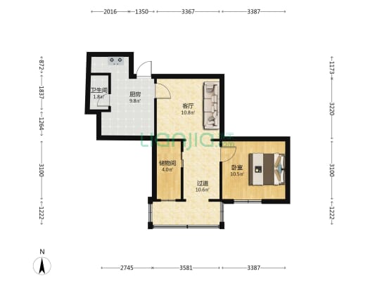米市巷40号 1室1厅1卫 64平方