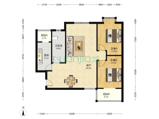 拉美首郡 2室1厅1卫 99平方