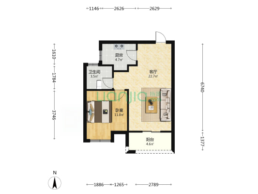 朗臻云溪花语 1室1厅1卫 60平方