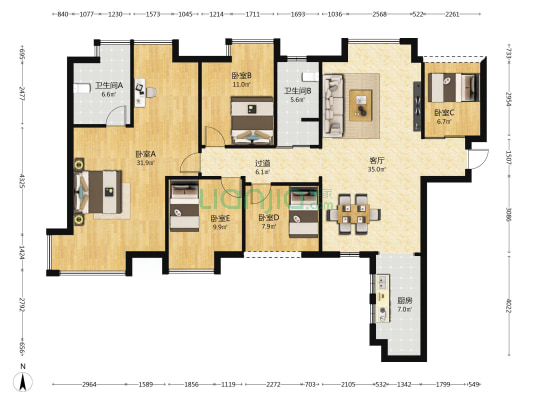 南宁市淡村路4号市政府宿舍 5室1厅2卫 143平方