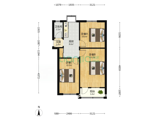 英雄山路100号 3室0厅1卫 62平方