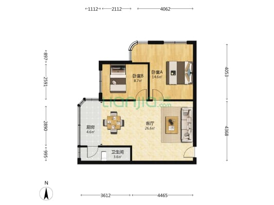 花溪大道北段370 2室1厅1卫 73平方