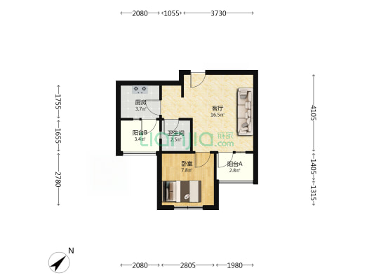 溪桥苑小区一期 1室1厅1卫 46平方