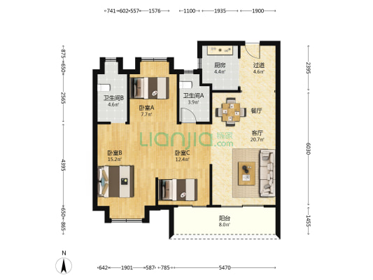 武汉融创城建甘露山文创城 3室1厅2卫 102平方