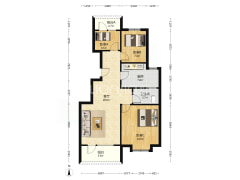 洋房 央企社区人车分流 一梯两户南北通透三居-涿州华融现代城户型图