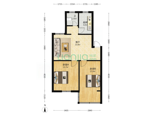 甜水井二期 2室1厅1卫 71平方
