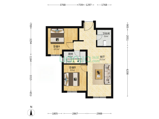 晏河湾家园二区 2室1厅1卫 79平方
