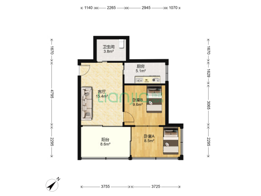 北站街24号 2室1厅1卫 47平方