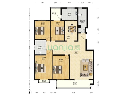靛厂路6号院 4室2厅2卫 199平方