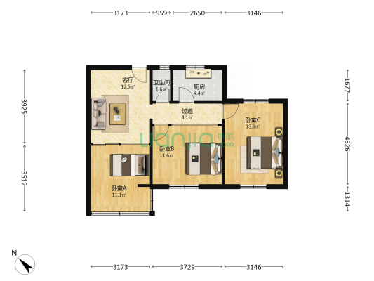 上池正街39号 3室1厅1卫 71平方