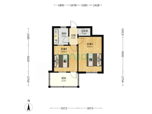 罗城头五金家属院 2室0厅1卫 42平方
