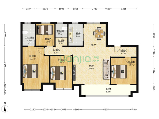 淄博碧桂园·云璟湾 4室1厅2卫 142平方