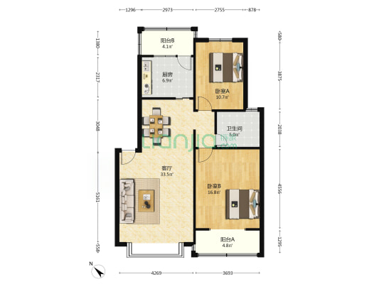 穗苑 2室1厅1卫 98平方