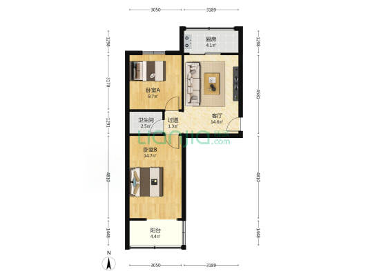 北郊分厂社区 2室1厅1卫 63平方