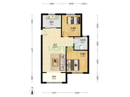阳光佳苑 2室1厅1卫 92平方