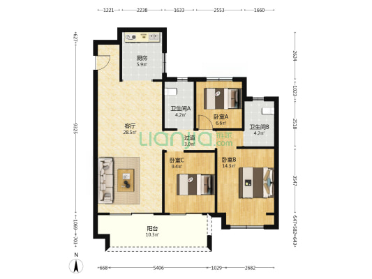 新城郡望府四期 3室1厅2卫 115平方