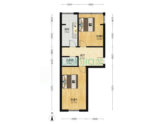 玉林东街16号 2室1厅1卫 50平方