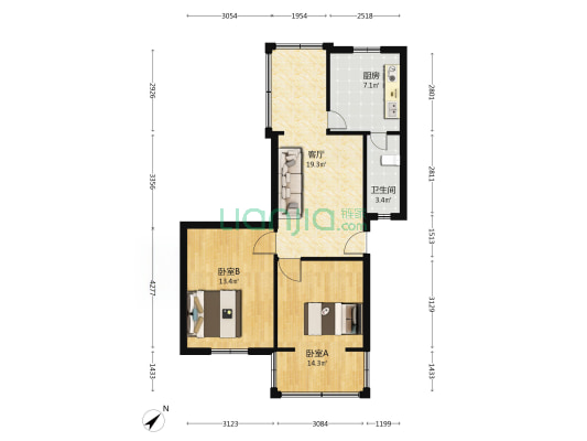 芙蓉巷3号 2室1厅1卫 64平方