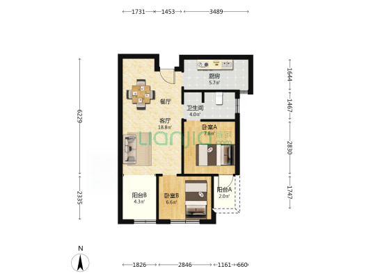 华润琨瑜府-瑜公馆 2室1厅1卫 75平方
