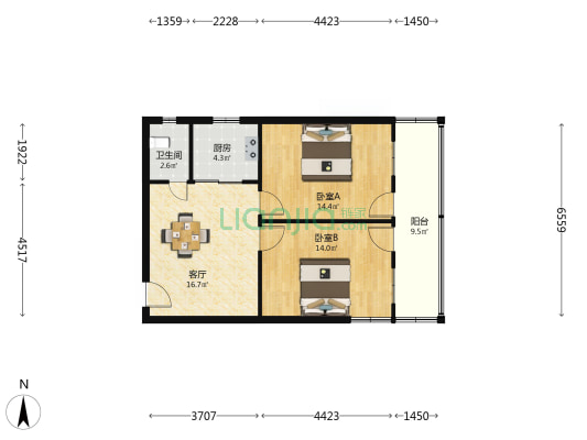 东井村45号 2室1厅1卫 69平方