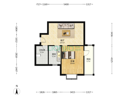 精致装修，朝南户型，房本满五唯一，税费低。-户型图