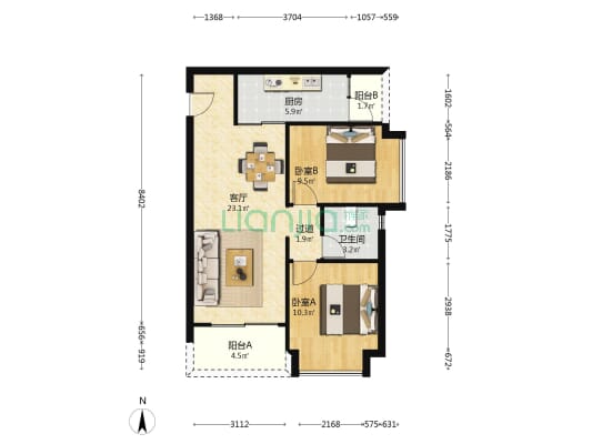 京基天珺府 2室1厅1卫 87平方
